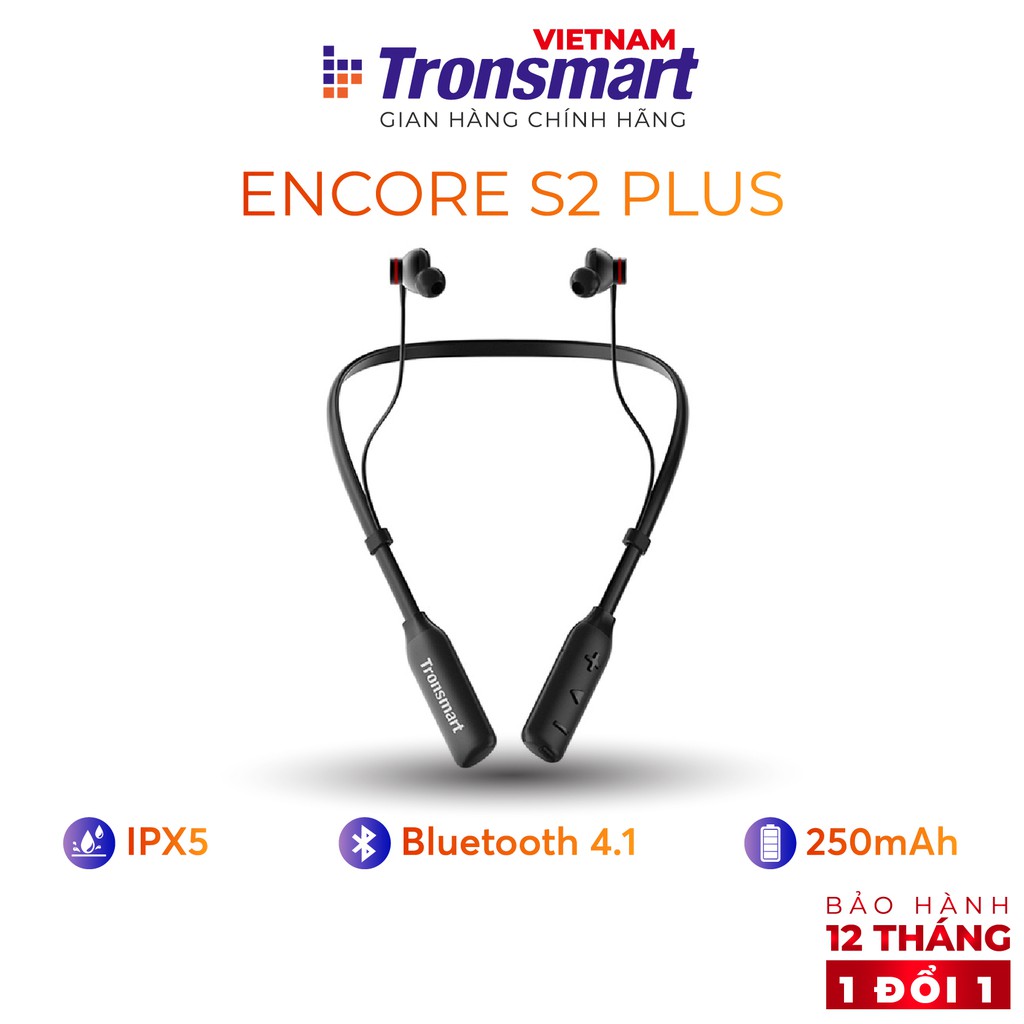 Tai nghe Bluetooth Tronsmart Encore S2 Plus Chống nước IPX5 Khử tiếng ồn TM-322482 - Hàng chính hãng - Bảo hành 12 tháng