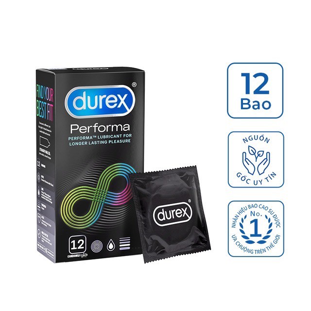 Bao cao su durex performa siêu mỏng kéo dài thời gian 1 hộp 3 cái hebuhome