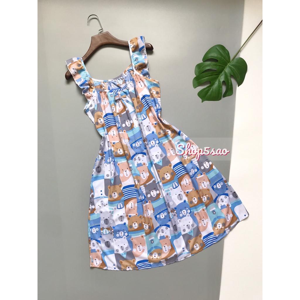 Váy lanh - Đầm ngủ mặc nhà lanh (tole) SHOP5SAO hai dây siêu xinh (45-68kg)