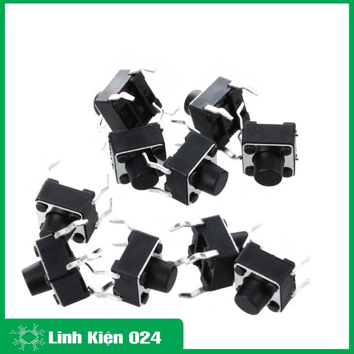 Nút nhấn 4 chân 6x6x5mm (đen 1 chiếc)