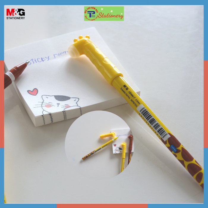 Bút nước xóa được hình hươu cao cổ xinh xắn dễ thương mực xanh M&G 7372, hàng chính hãng