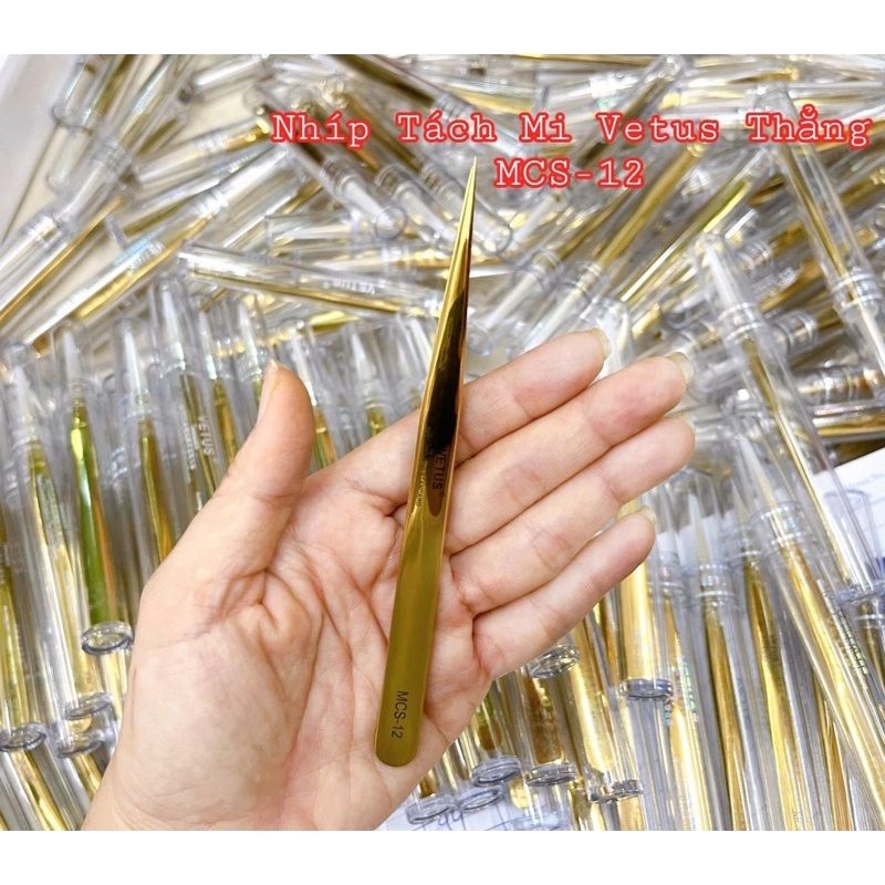 Nhíp thẳng vetus vàng  MCS -12 tách mi , nối mi