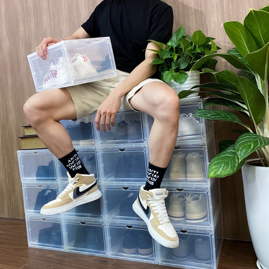 COMBO 6 HỘP ĐỰNG GIÀY NHỰA CỨNG CAO CẤP SIZE LỚN, CỬA NAM CHÂM LẮP RÁP TIỆN LỢI