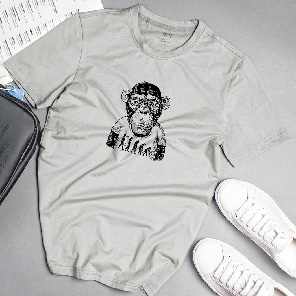 Áo phông nam sự tiến hóa phong cách unisex màu xám