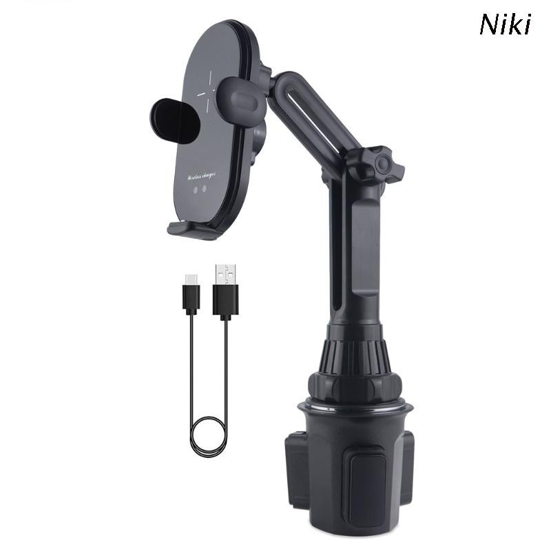 Niki Auto Clamping 10W Car Wireless Charger Cup Phone Mount Holer with 3pcs Magnetic Plug for i-phone 12/mini Pro Cellphones