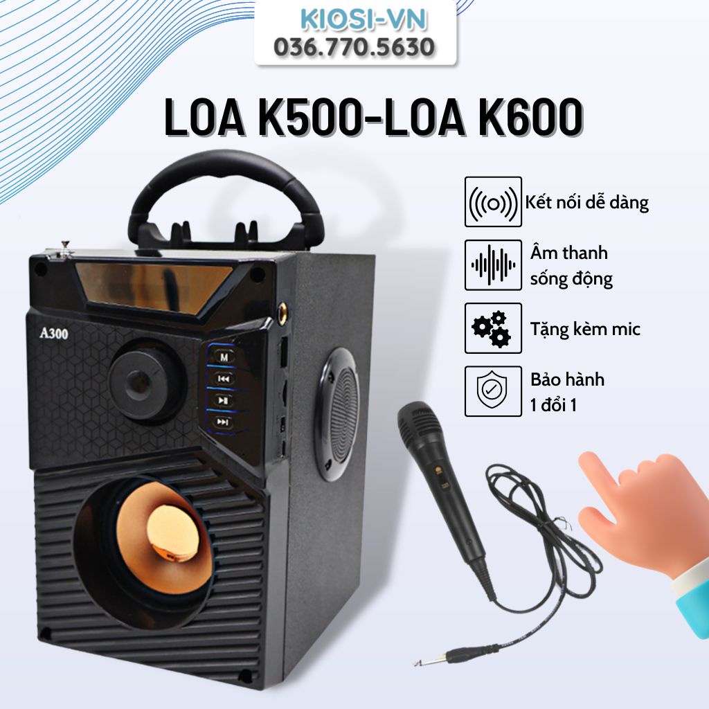 [Mã ICBFRI150 giảm 150K đơn 250K] Loa Bluetooth di động Hát Karaoke Công Suất Lớn KAW 500/K600 tặng kèm mic hát | BigBuy360 - bigbuy360.vn