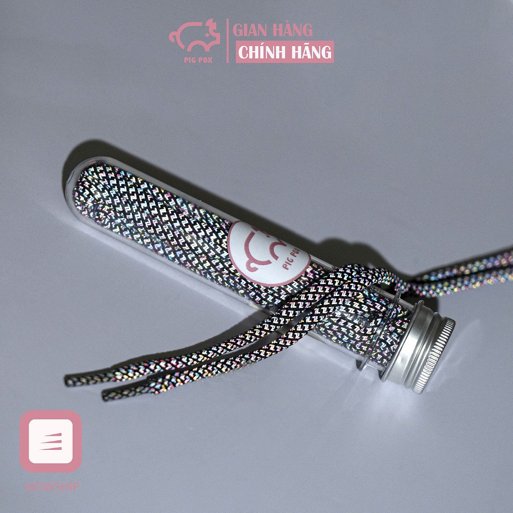 Dây giày tròn PIGPOX phản quang hologram 7 màu