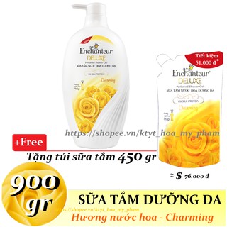 Enchanteur - Sữa tắm hương nước hoa dưỡng da Charming 900 gr + Tặng Túi sữa tắm 450 gr