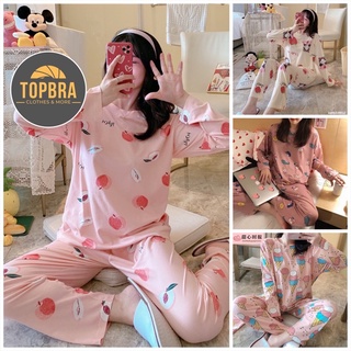 Đồ Bộ Nữ Dài Tay Mặc Nhà, Bộ Đồ Ngủ Thun Sữa Mỏng Thu Đông Quần Dài Áo Dài TOPBRA