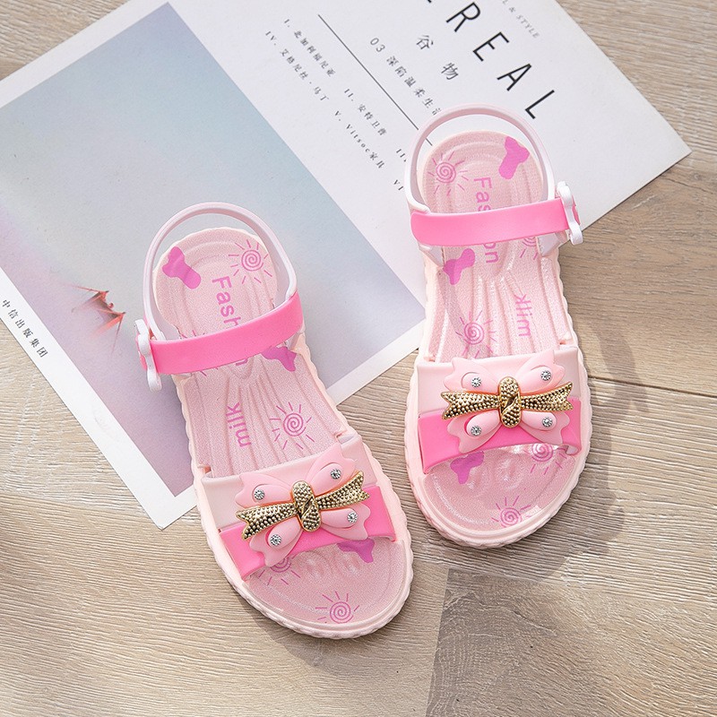 Dép sandal bé gái từ 2 – 8 tuổi gắn nơ nhiều màu mềm êm chân cực xinh xắn cho bé gái – Sandal bé gái