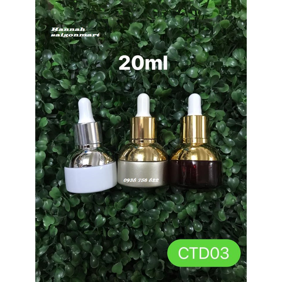 Chai serum bóp giọt tròn 20ml - Chai chiết mỹ phẩm 20ml