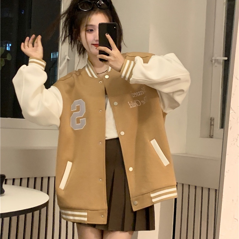 Đồng Phục Bóng Chày Cao Cấp Retro Mới Của Phụ Nữ Mùa Thu Phiên Bản Hàn Quốc Áo Khoác Xu Hướng Lỏng Lẻo