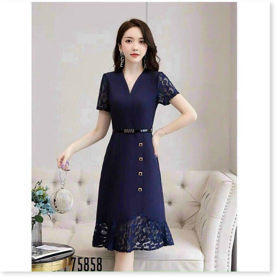 ĐẦM VOAN LỤA ÔM NỮ SIÊU XINH KÈM NỊT TÔN DÁNG CHO QUÝ CÔ KME FASHION