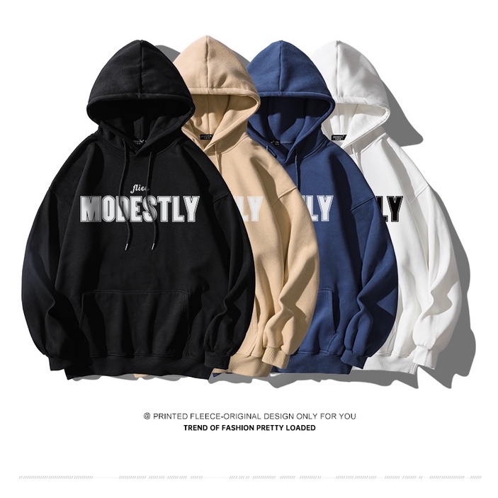 Áo Hoodie Mũ Trùm Đầu Bản MOBESTALY In 5D Bản Chữ Lớn Trẻ Trung, Nỉ Ngoại Phối Mũ 2 Lớp Phong Cách Unisex