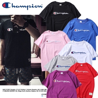 Áo Thun Ngắn Tay Thêu Logo Champio / N Thời Trang Cho Nam Nữ