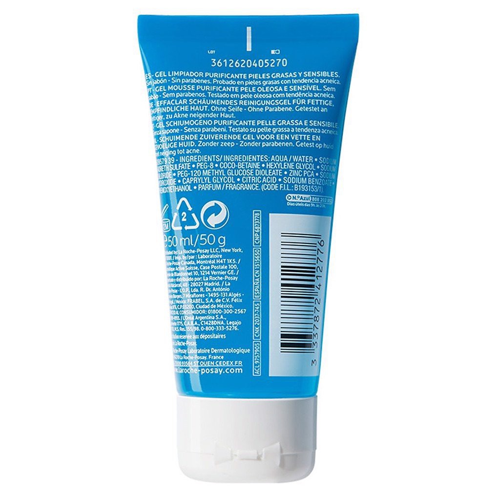 Sữa rửa mặt La Roche Posay 50ml - La Roche-Posay Effaclar Purifying Foaming dạng Gel cho da nhạy cảm