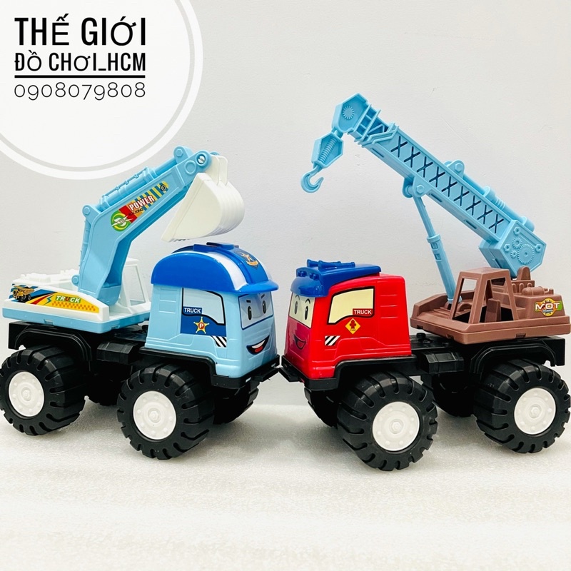 [TRỢ GIÁ-SIZE TRUNG] Đồ chơi xe xúc, xe rơ móc Poli dành cho bé thích các loại xe mô hình hoạt hình Poli .