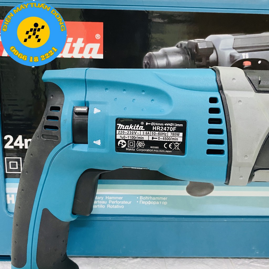 [CHÍNH HÃNG] Máy khoan đục bê tông Makita HR2470F, tặng 5 mũi và đầu khoan 13 ly [CAM KẾT CHÍNH HÃNG]