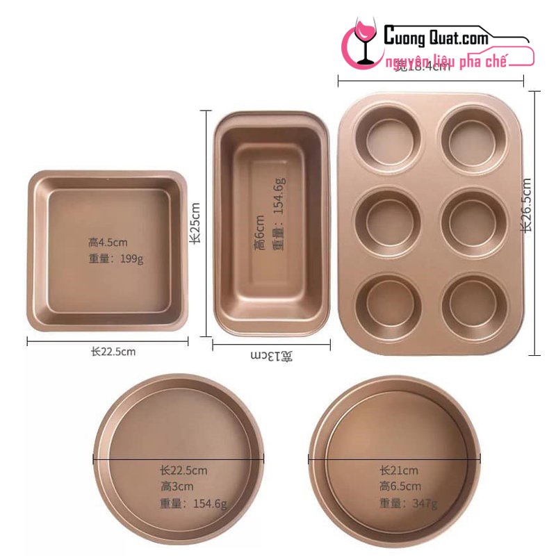 Khuôn Nướng Bánh Cao Cấp Chống Dính 5 Món (Giao Màu Ngẫu Nhiên)