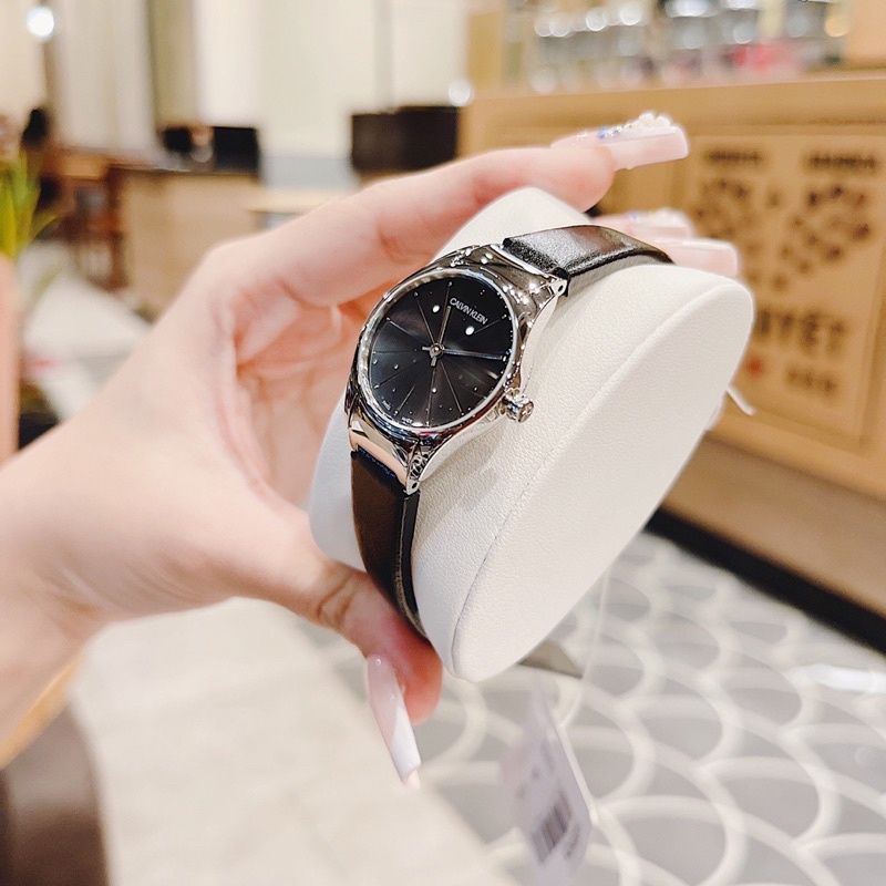 Đồng Hồ Nữ Calvin Klein- Mặt 24mm- Dây Da Đen