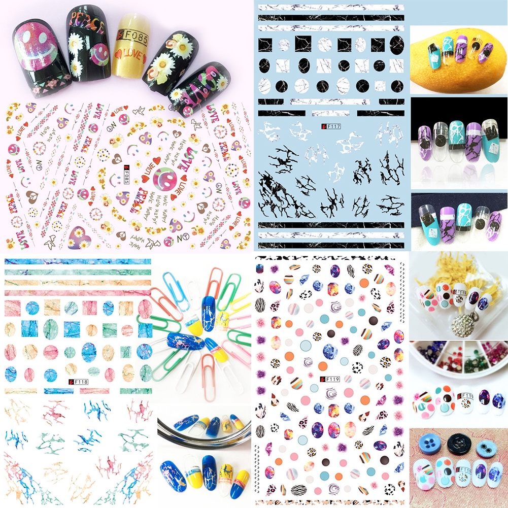 1 Tấm Hình Dán Trang Trí Móng Tay Họa Tiết Gấu Trúc Và Chữ Cái Diy