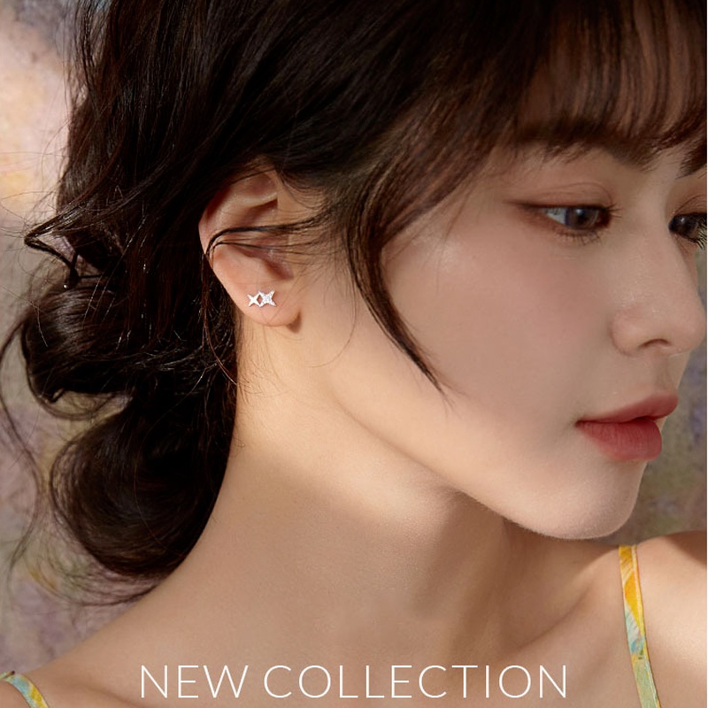 1 Cặp Bông Tai Bạc S925 Hình Thánh Giá Đính Đá Zircon Phong Cách Hàn Quốc Dành Cho Nữ