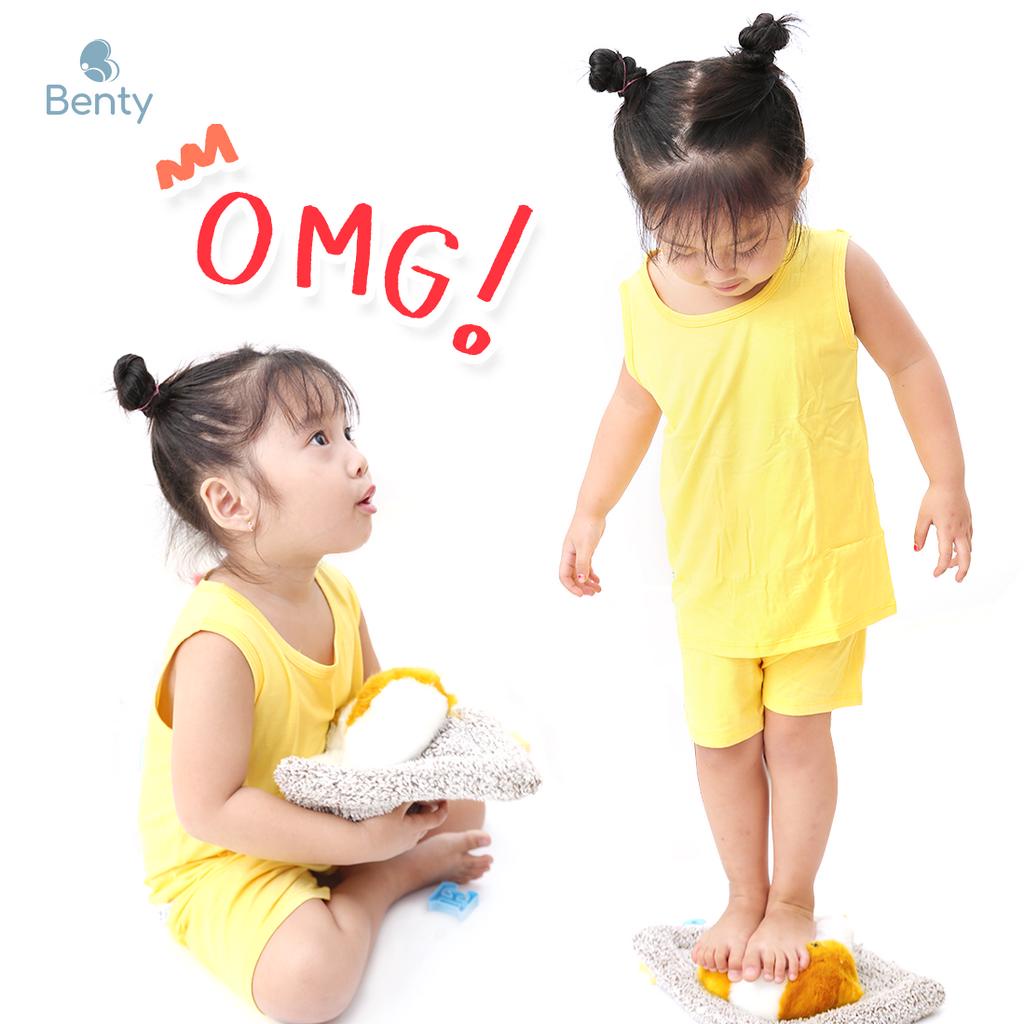 Bộ ba lỗ màu trơn basic BENTY cotton mềm mịn thấm hút mồ hôi, quần áo cho bé trai, bé gái