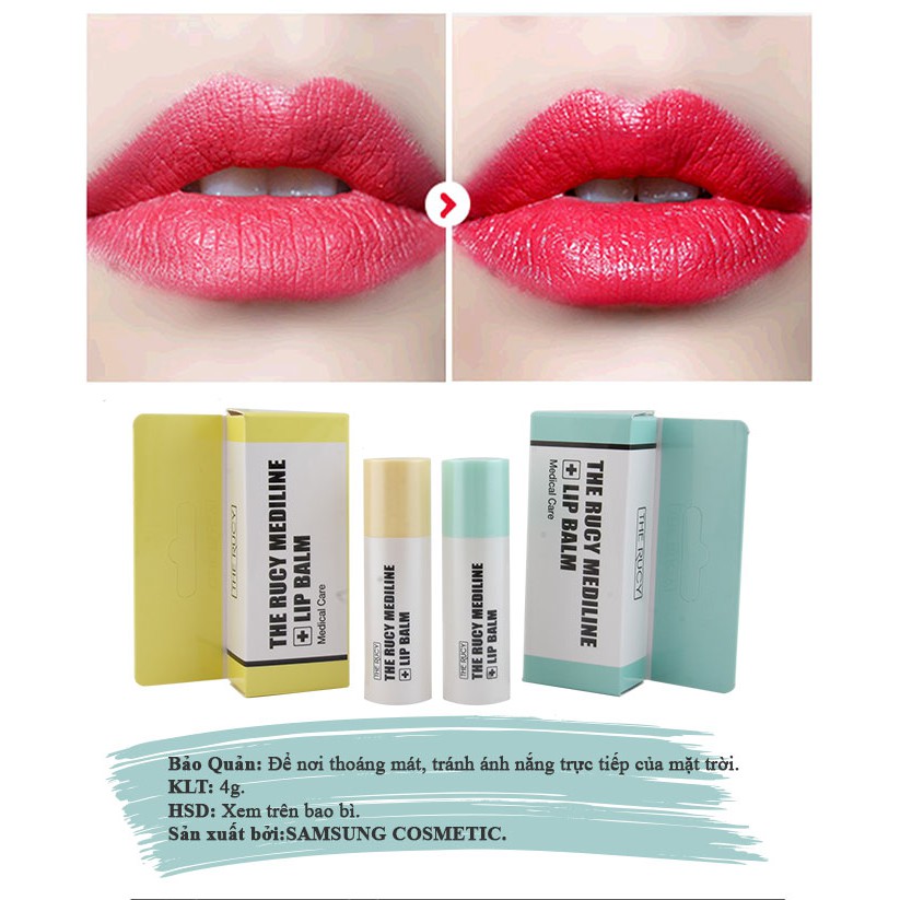 Son dưỡng môi không màu The Rucy Mediline Lip Balm Mint Bạc Hà 4g- LK Shop