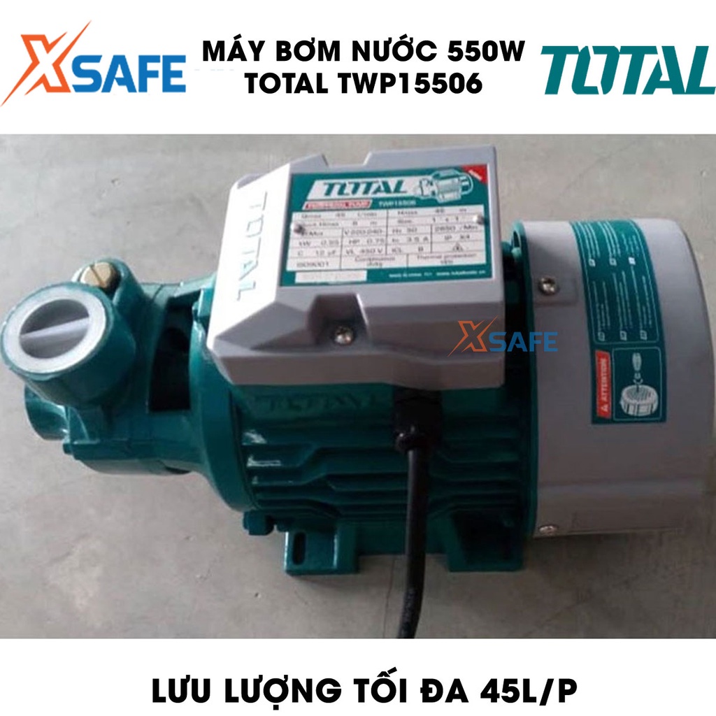 Máy bơm nước 550W TOTAL TWP15506 motor dây đồng Máy bơm nước Total chiều cao bơm tối đa 45m, lưu lượng tối đa 45 lít/ph