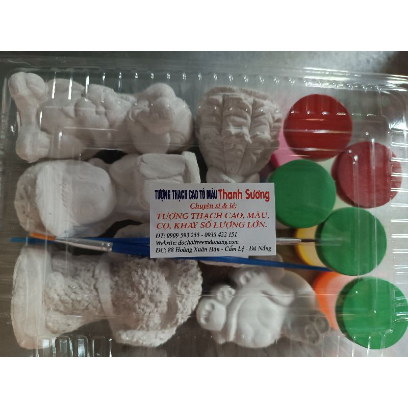 Combo tượng thạch cao tô màu gồm 5 tượng 5 màu 2 cọ