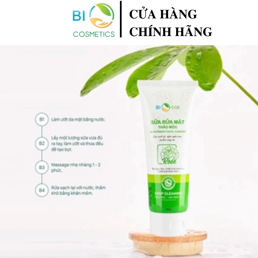 Sữa rửa mặt cho da mụn nhạy cảm BIO COSMETICS trắng da nam nữ tạo bọt sạch sâu 100g.