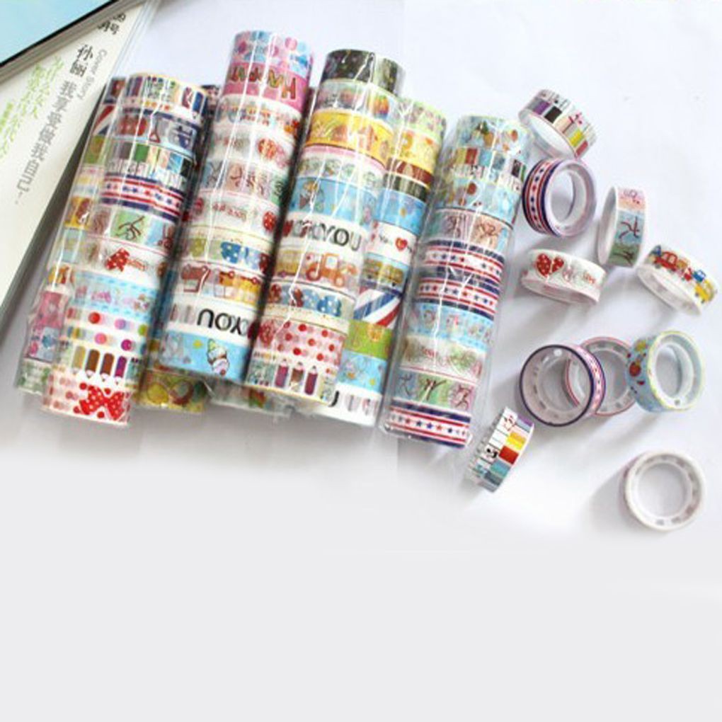 Set 10 Cuộn Băng Dính Trang Trí Họa Tiết Hình Hoạt Hình Đáng Yêu