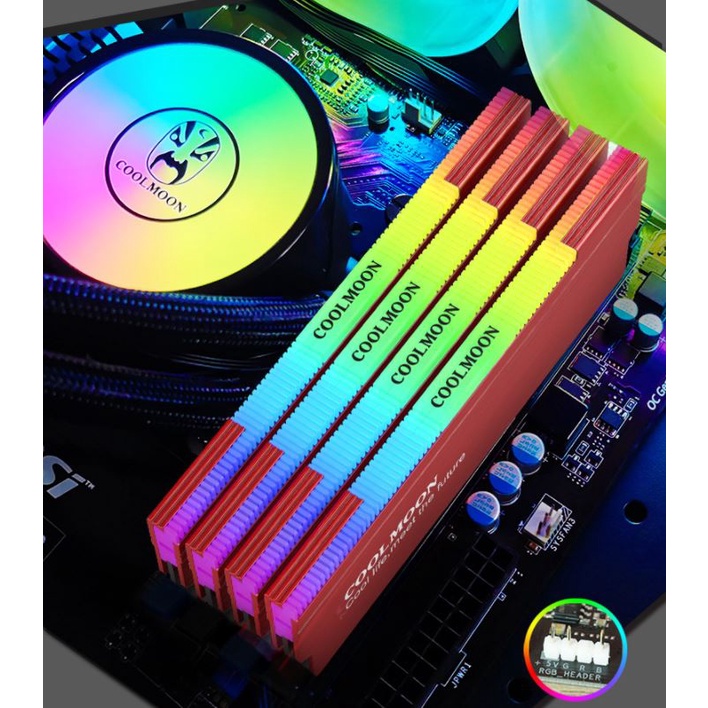 Tản Nhiệt Ram Led RGB Coolmoon RA-1 / Hỗ Trợ Đồng Bộ Hub Coolmoon và Mainboard