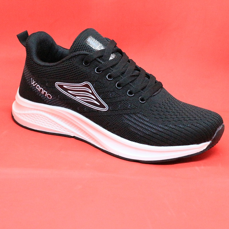 Giày thể thao nam cao cấp WANNO xám viền cam và đen đế trắng (WN005XC)