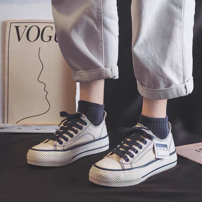 Giày cvss nữ độn đế cổ thấp gắn mác Cao Cấp X666 - giày sneaker nữ đế cao 2 màu siêu xinh