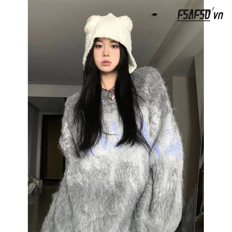 Áo Sweater Dệt Kim Chất Liệu Dày Dặn Ấm Áp Thời Trang vintage Cho Nữ