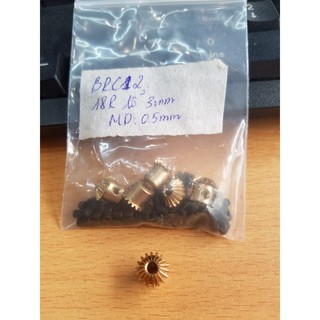 Bánh răng côn siêu nhỏ 18 răng lỗ 3mm bằng đồng ,bộ truyền đảo chiều 90 độ