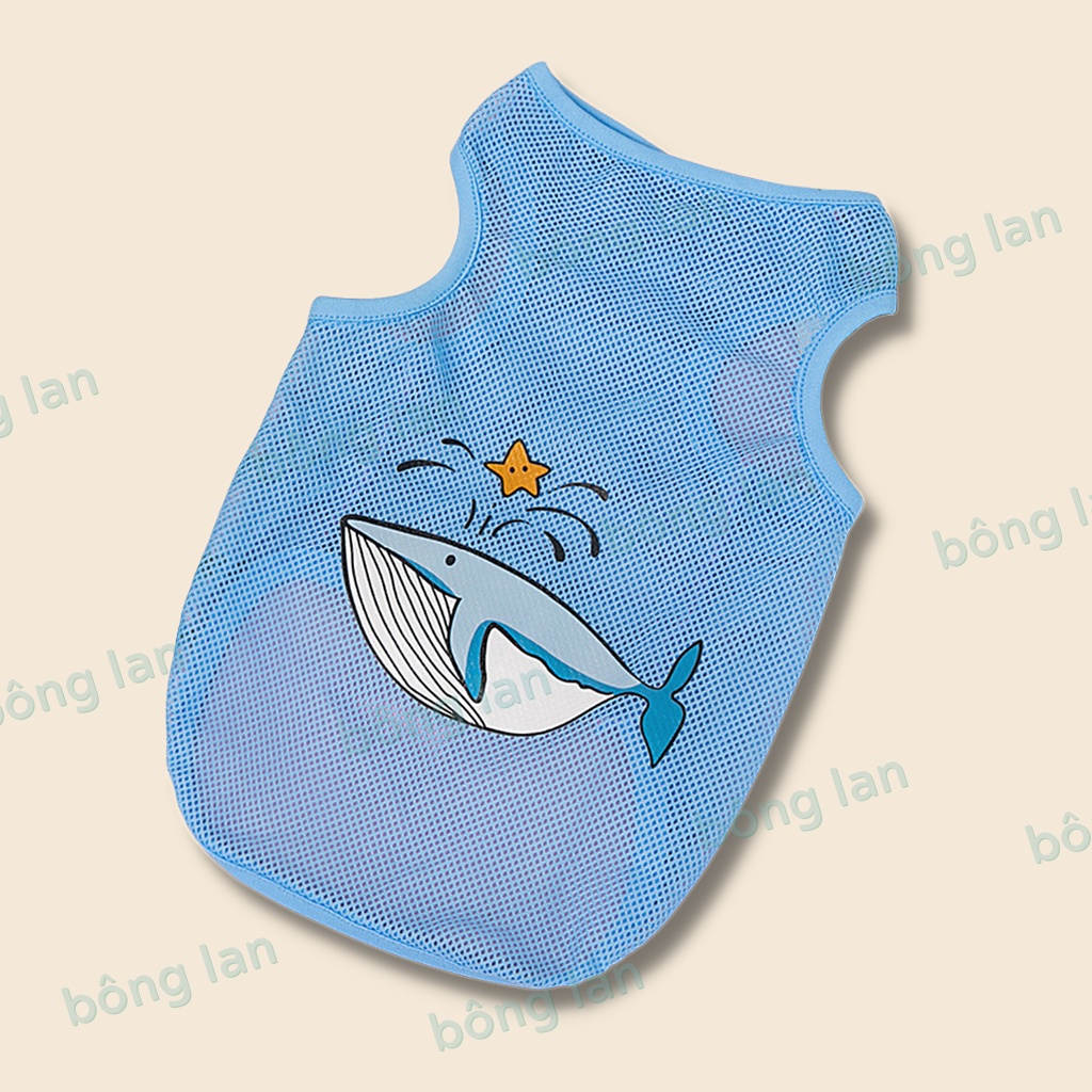 [HOẢ TỐC] Áo thun lưới ba lỗ mỏng mát cho chó mèo thú cưng in hình hoạt hình ngộ nghĩnh