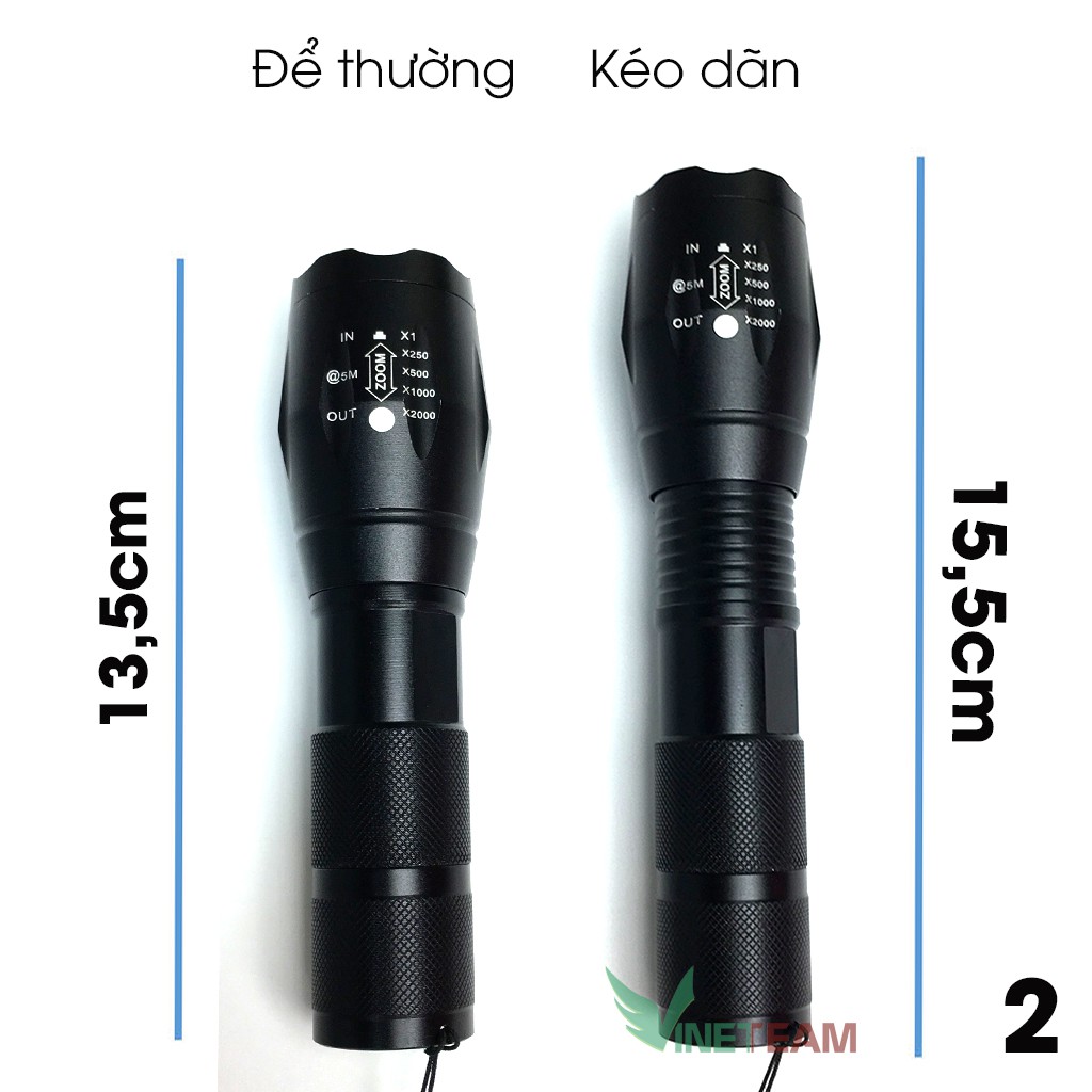 Đèn pin 5 chế độ đèn LED CREE XM-L T6 ánh sáng 18650 dùng đi săn