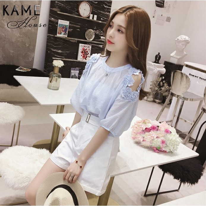 ÁO KIỂU HỞ VAI ĐÍNH HOA