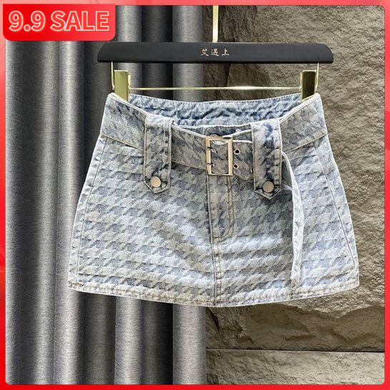 Váy denim mini lưng cao dáng ôm kích thước lớn phong cách mới mùa hè 2022