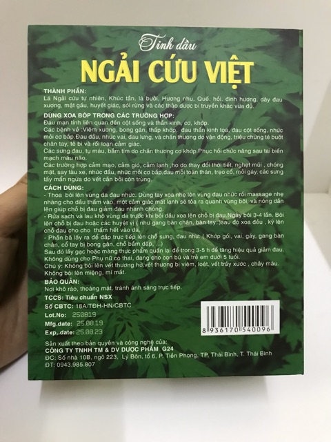 Tình dầu ngải cứu việt 180ml