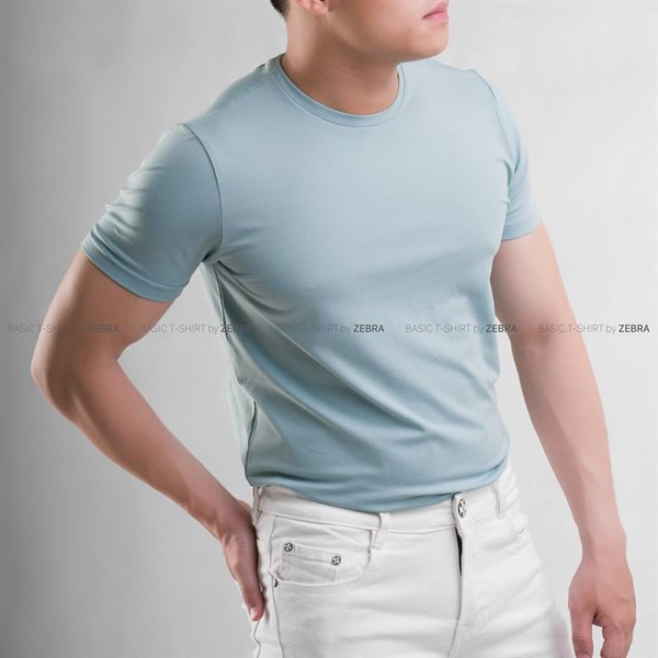 Áo Thun Ngắn Tay Cổ Tròn Xanh Cyan BY COTTON Cyan Basic Tee