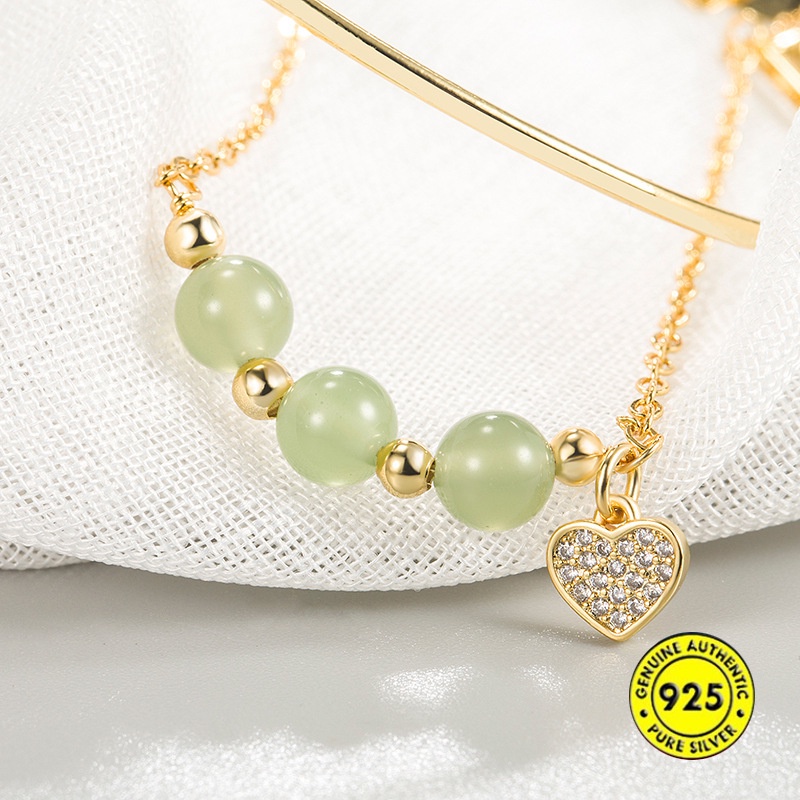 Vòng Tay Mạ Vàng 18K Đính Đá Ngọc Bích Sang Trọng Cho Nữ