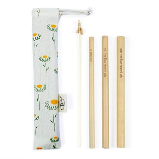 Combo 3 Ống Hút Tre kèm Cọ Rửa và Túi Đựng - Hoa Cúc - A Little Bit