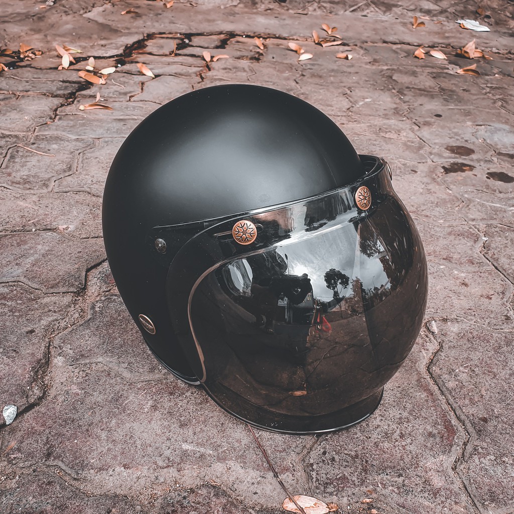 Kính Bubble màu đen siêu đẹp gắn nón 3/4