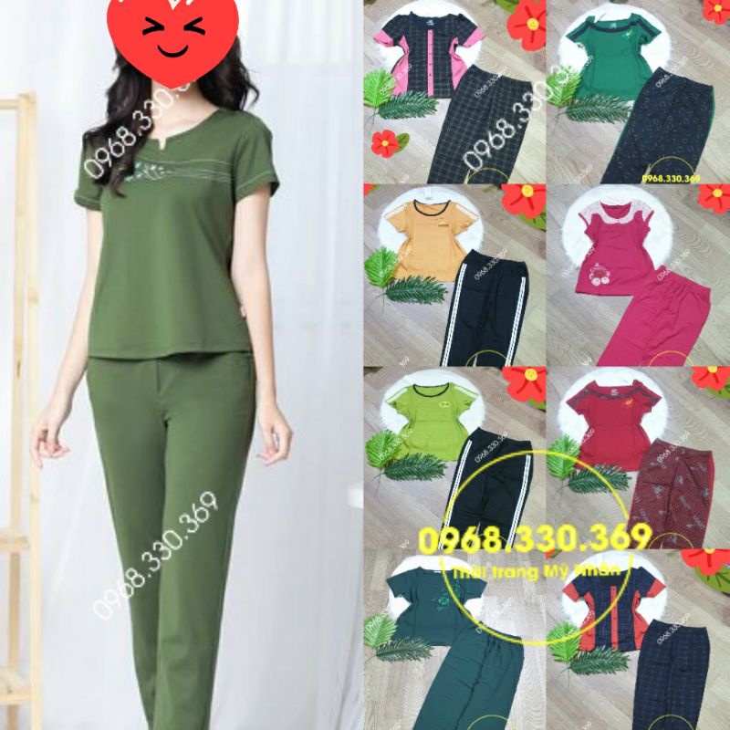☞☒Đồ bộ thun cotton phối họa tiết xinh xắn