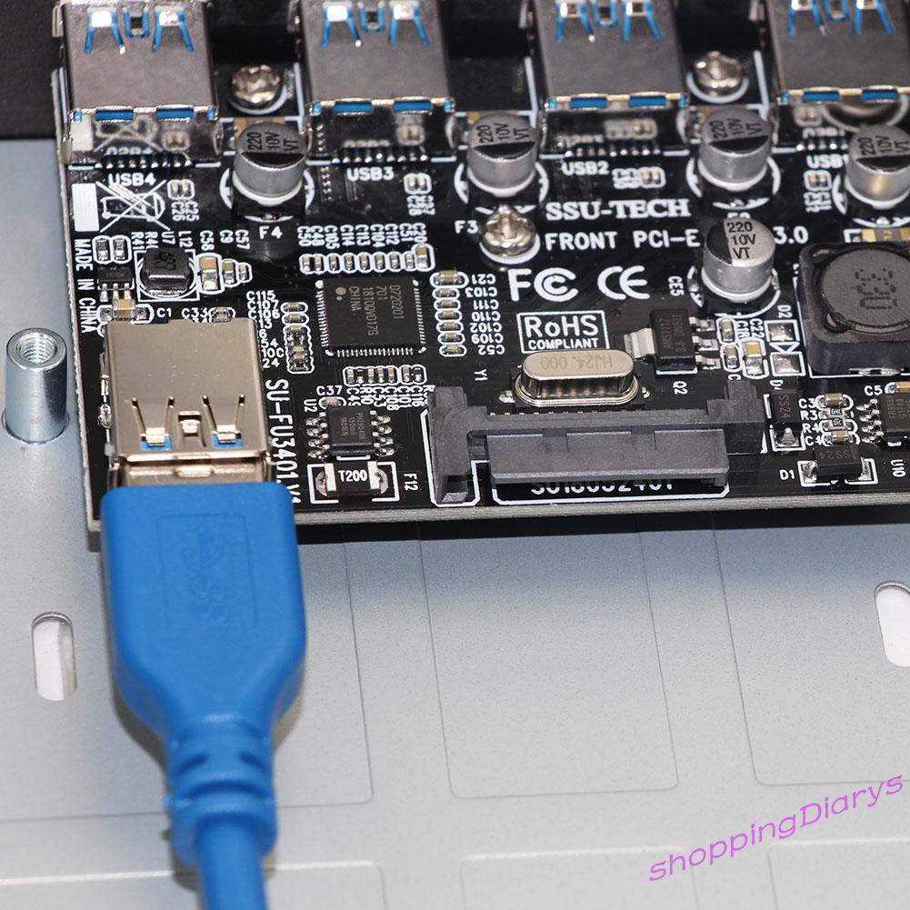 ✤Sh✤ SSU FU3401 PCI-E to 4 Port USB 3.0 PCI Express Expansion Card for Desktop