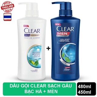 GIÁ RẺ SIÊU TIẾT KIỆM Combo 2 chai dầu gội đầu gồm clear Bạc Hà 480ml và