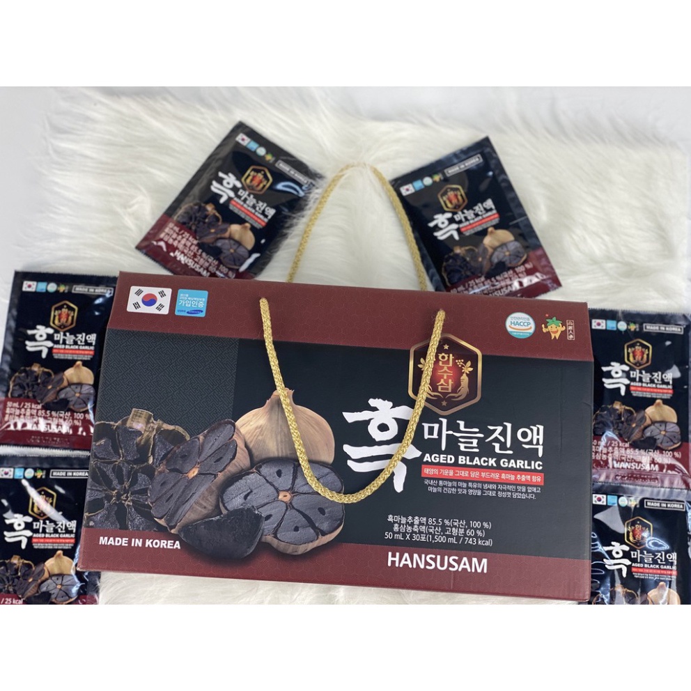 Nước Tỏi Đen Hồng Sâm Hansusam - Nonghuyp Hàn Quốc  Hộp 30 Gói X 50 Ml